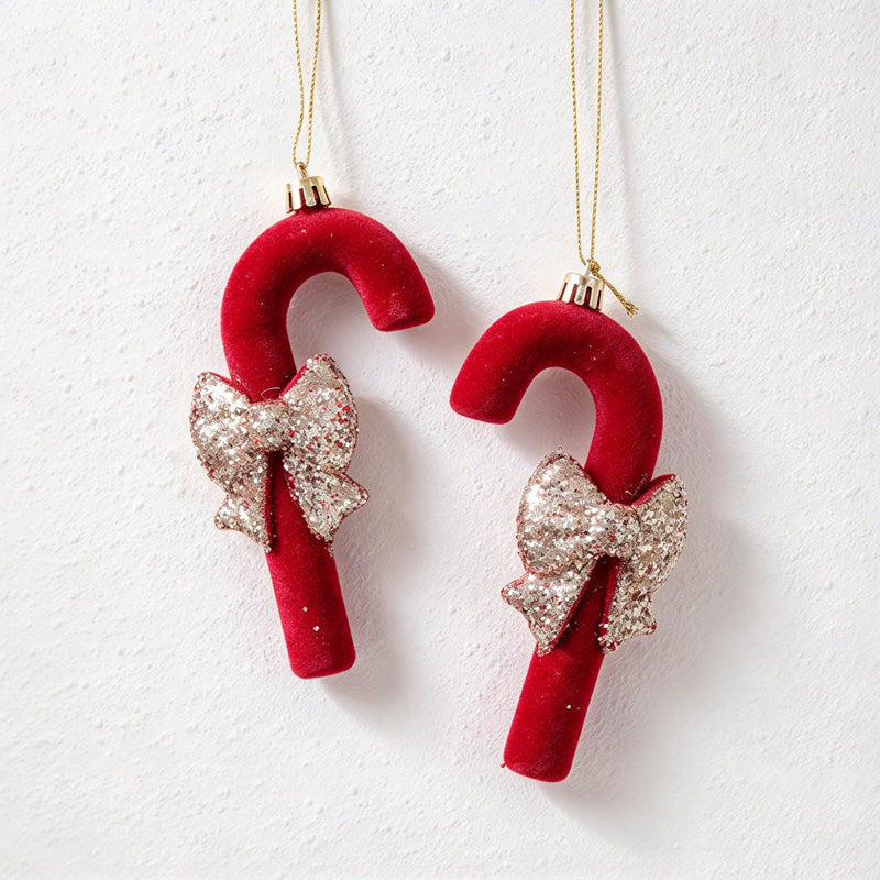 CouldNook Flocked Christmas Ornament Set - Glitter Details and Hanging Loops