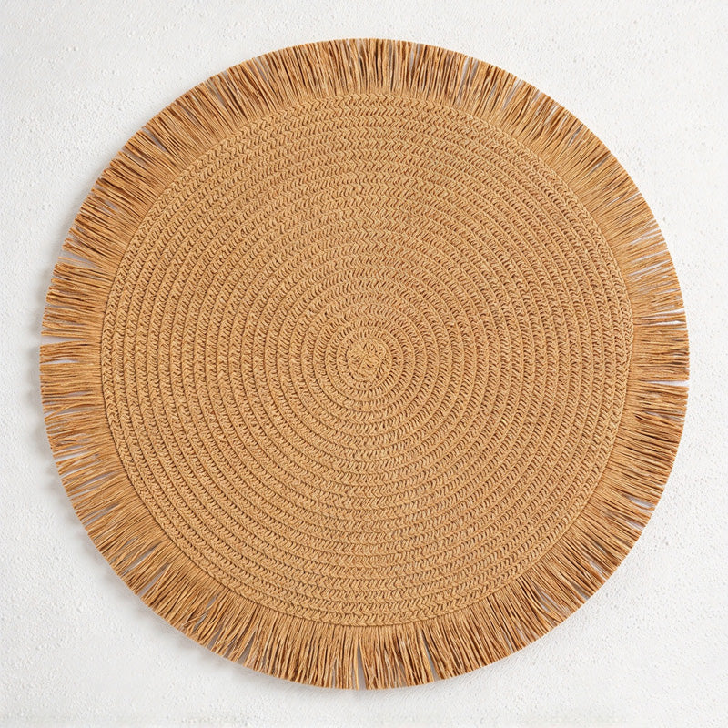 CouldNook Fringed Paper Placemat - Circular Weave And Radiating Border