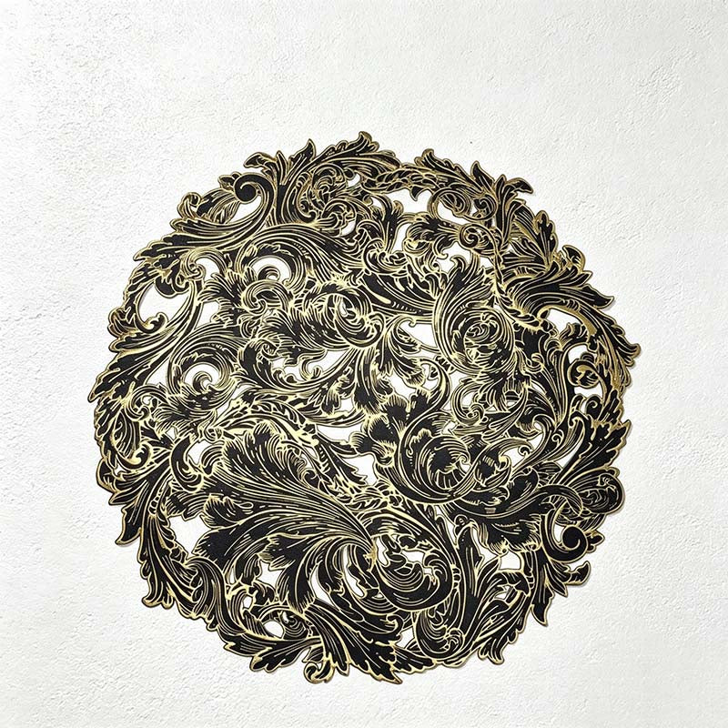 CouldNook Round PVC Placemat - Metallic Scrollwork Color Designs