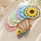 CouldNook Yarn Hand Fan - Floral Medallion and Tassel