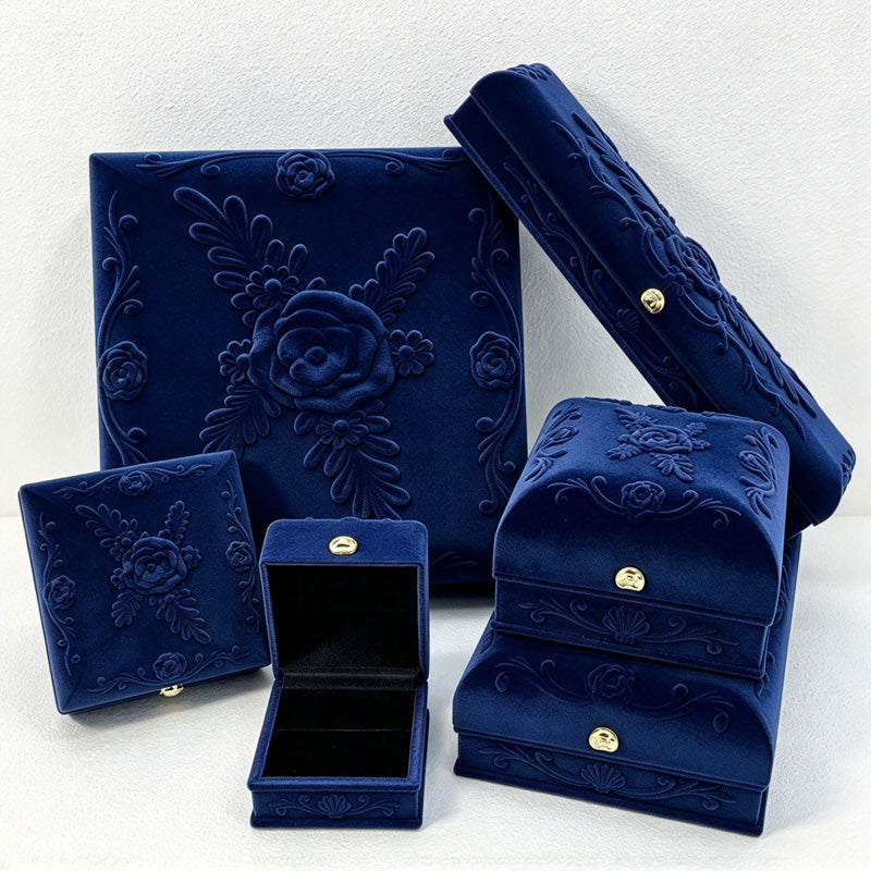 CouldNook Floral Jewelry Presentation Box - Raised Rose Pattern and Hinged Lid