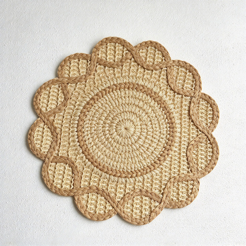 CouldNook Scalloped Paper Placemat - Woven Center And Looping Contrast Border