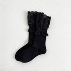 CouldNook Lace Cuff Socks - Wide Floral Trim And Two Lengths
