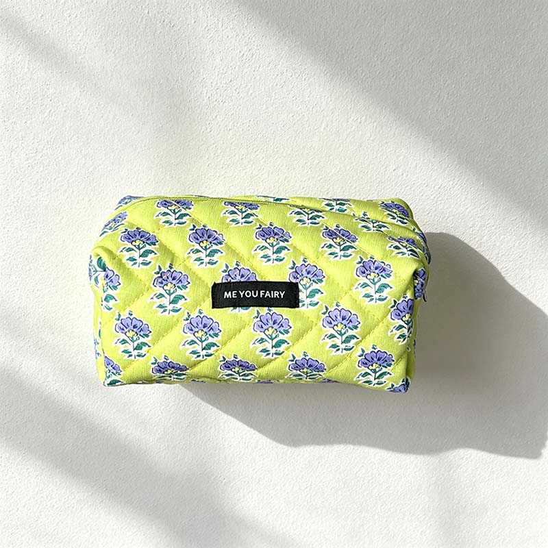 CouldNook Floral Quilted Cosmetic Bag - Padded Zip Pouch Styles