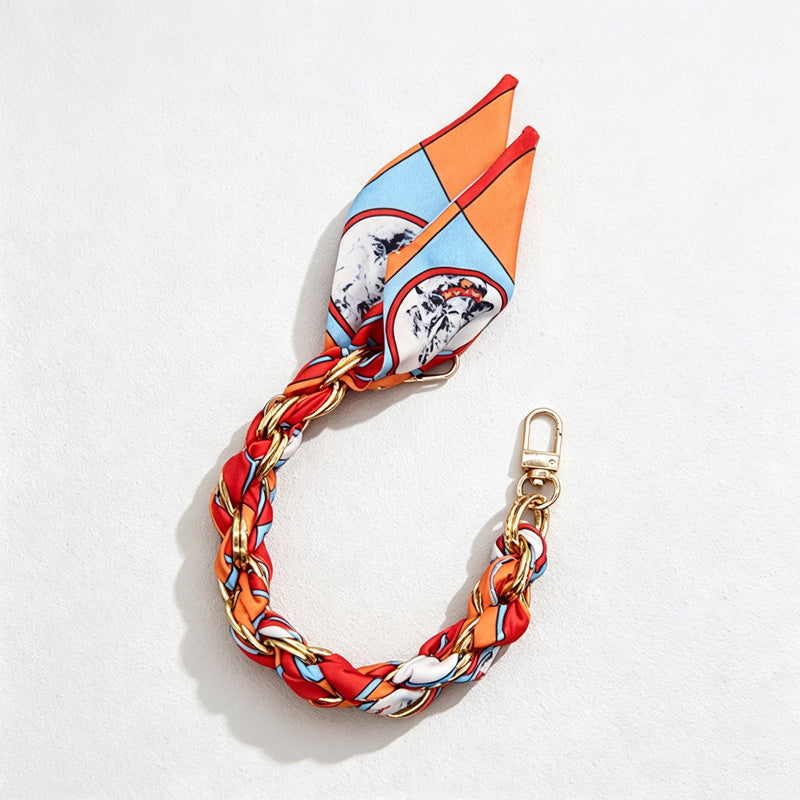 CouldNook Floral Scarf Phone Wrist Strap - Rose Braided Chain