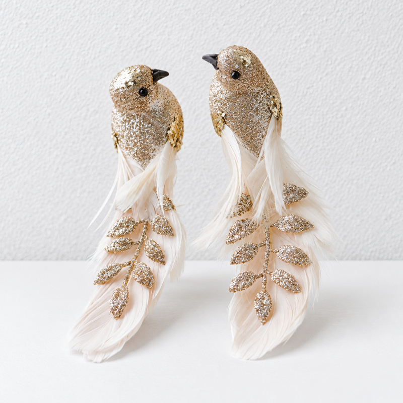 CouldNook Feather Bird Christmas Ornament - Glitter Detail
