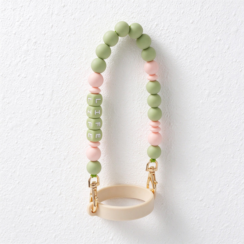 Water Bottle Carry Strap with Beads or Woven Flowers