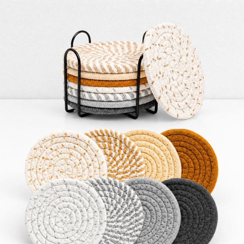 CouldNook Braided Cotton Coaster Set - Spiral Color Collections