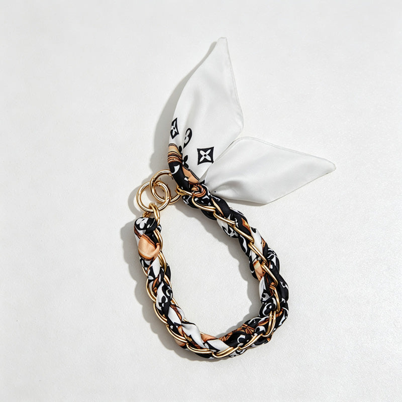 CouldNook Monochrome Scarf Phone Wrist Strap - Neutral Bow Loop