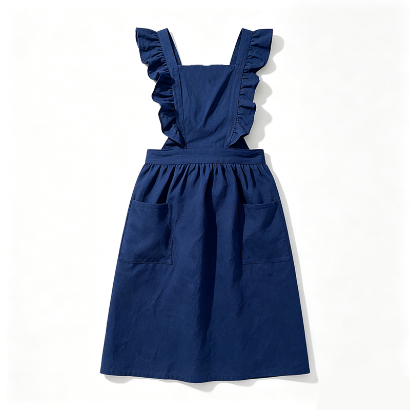 CouldNook Solid Ruffle Apron - Deep Tone Kitchen Pinafore