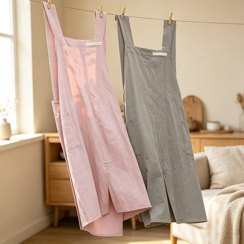 CouldNook Cotton Pinafore Apron - Wide Straps and Side Pockets