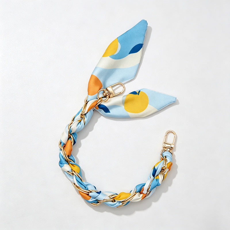 CouldNook Coastal Print Scarf Phone Wrist Strap - Chain Links