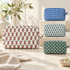 CouldNook Botanical Makeup Pouch - Quilted Box Shape