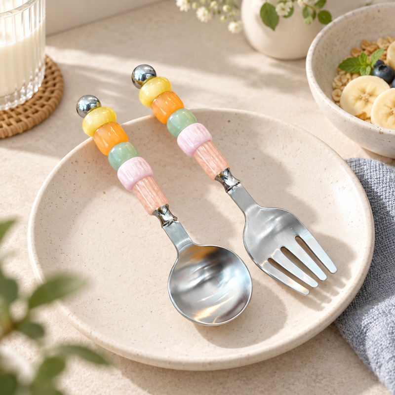 CouldNook Beaded Handle Flatware - Colorful Serving Collection Accent
