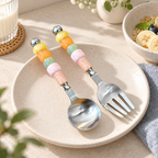 CouldNook Beaded Handle Flatware - Colorful Serving Collection Accent