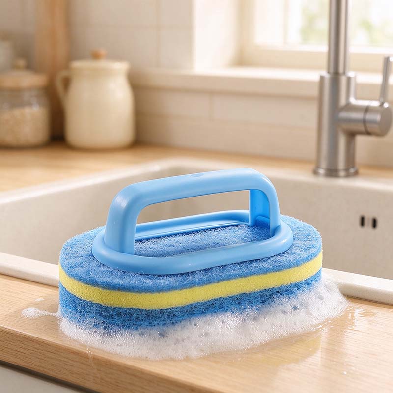CouldNook Handled Cleaning Sponge - Raised Grip And Layered Oval Pad