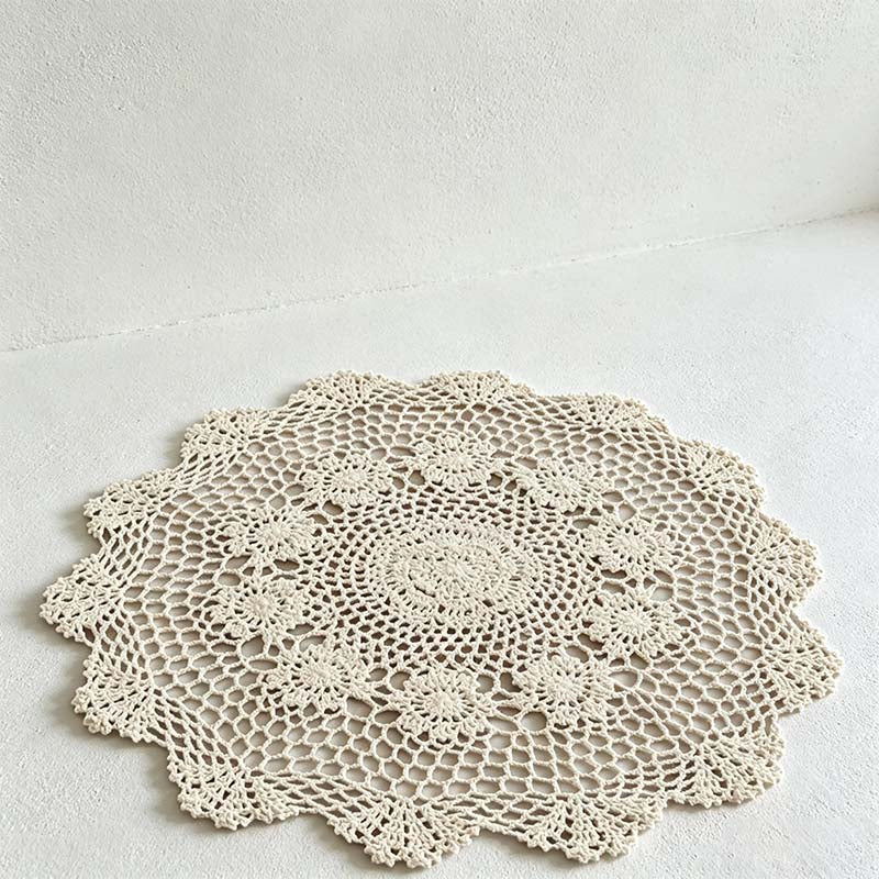 CouldNook Crocheted Lace Table Mat - Round Oval Size Options