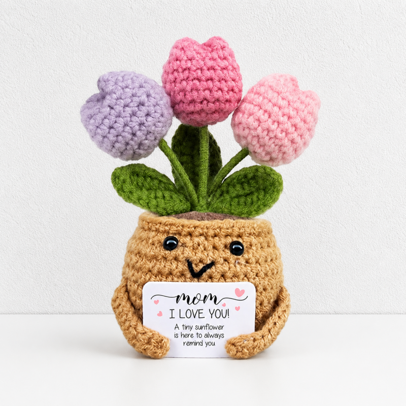 CouldNook Yarn Flower Planter Ornament - Layered Bloom Arrangement
