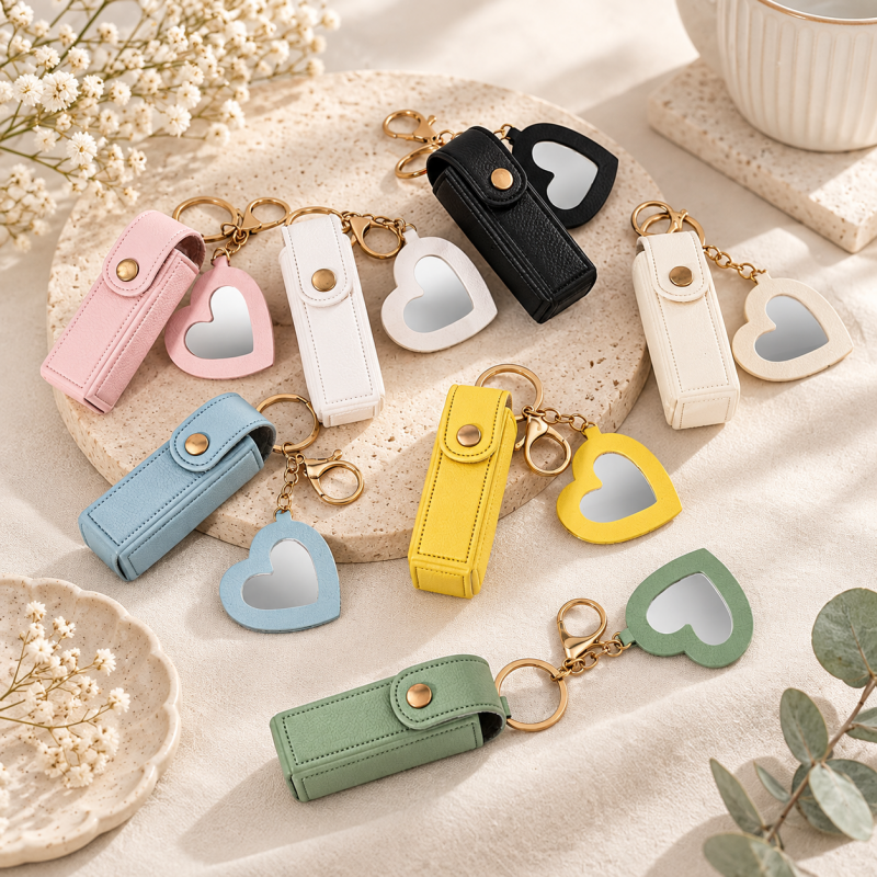 CouldNook Lipstick Pouch And Mirror - Snap Tab And Heart-Shaped Detail
