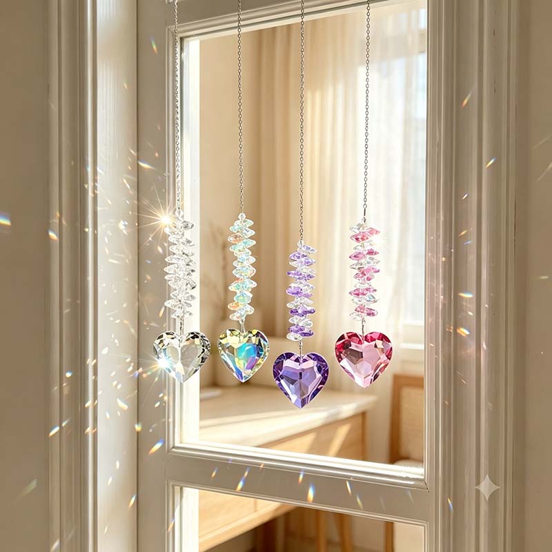 CouldNook Heart Suncatcher - Pendant Colors And Spiral Bead Arrangement