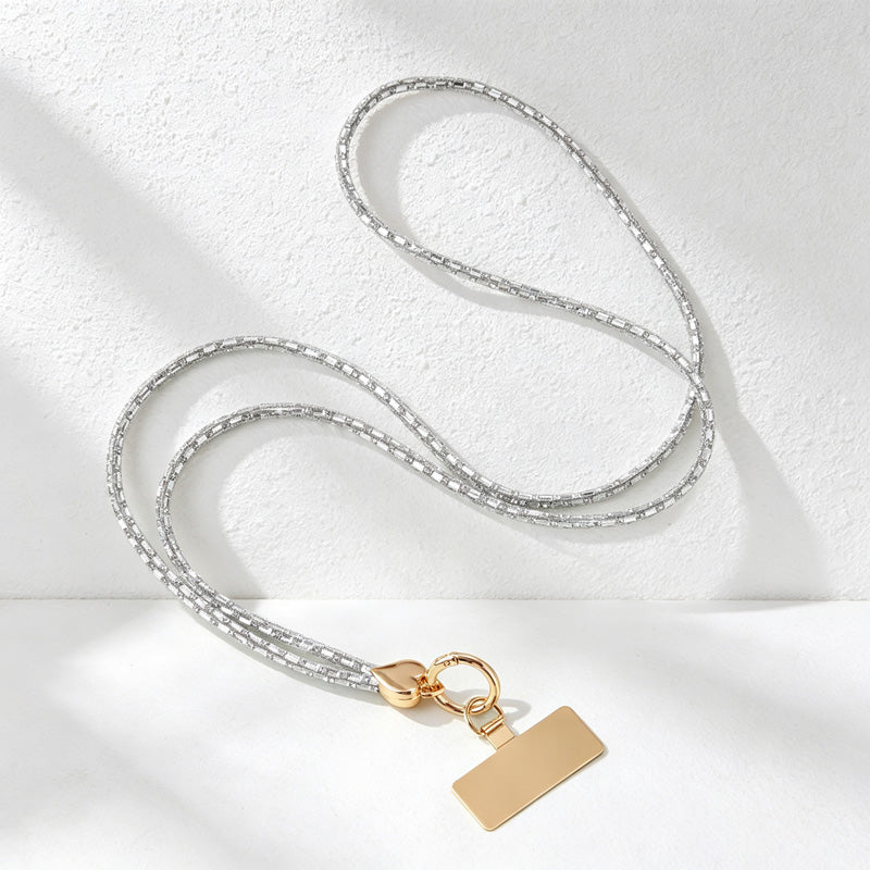 CouldNook Rhinestones Set Crossbody Phone Strap with Heart-Shaped Links