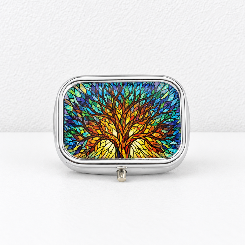 CouldNook Mirror Pill Box - Divided Interior And Rounded Rectangular Lid