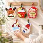 Christmas Hanging Hand Towels with Embroidered Character Details