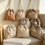 CouldNook Cotton Drawstring Bag - Eight Earth-Tone Floral Designs