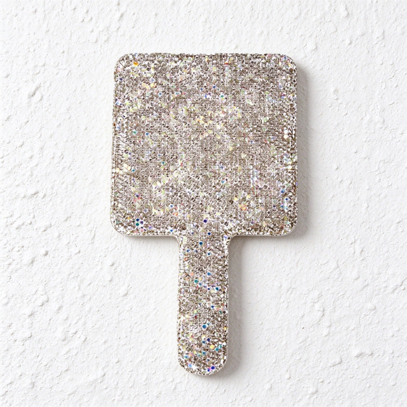 Rhinestone Hand Mirror in Round Heart and Square Designs