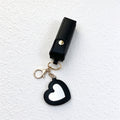 Lipstick Holder Keychain with Attached Heart Mirror