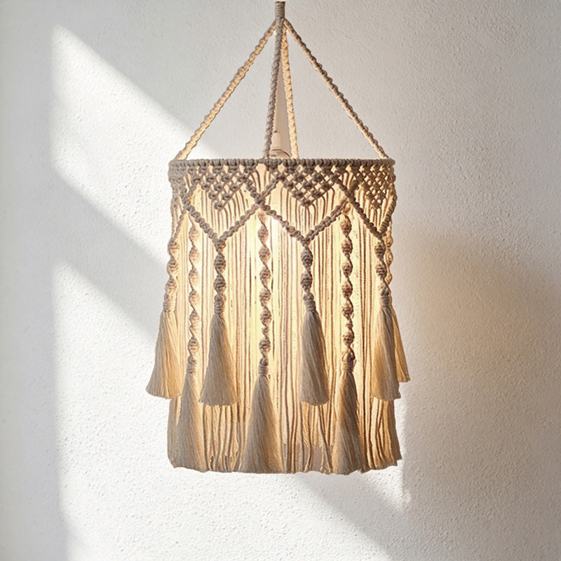 CloudNook Macrame Cotton Rope Lamp Shade‑Boho Hanging Lampshade