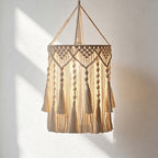 CloudNook Macrame Cotton Rope Lamp Shade‑Boho Hanging Lampshade