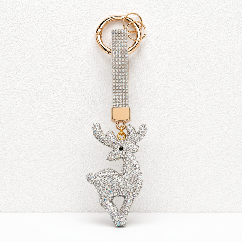 CouldNook Reindeer Christmas Rhinestone Keychain - Festive Deer Charm
