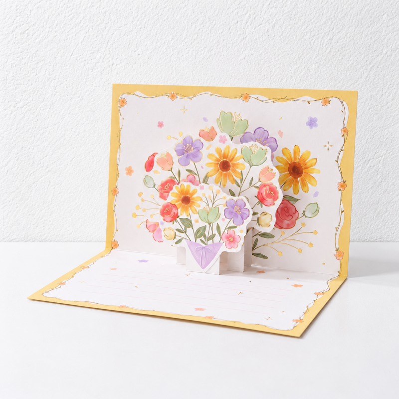 CouldNook Bouquet Greeting Card - Raised Floral Illustrations and Lined Message Panel