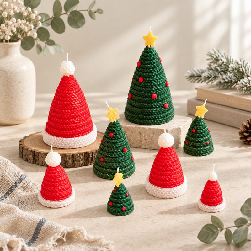 CouldNook Knitted Look Christmas Candle - Tree Hat Collection