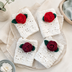 CouldNook Yarn Rose Wrist Warmers - Fingerless Floral Design