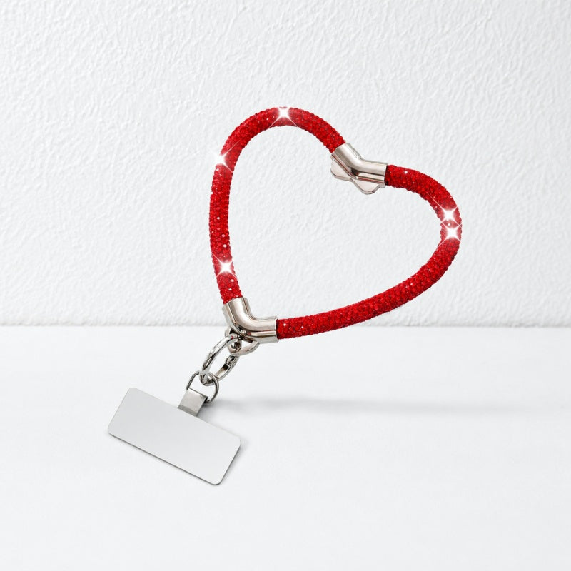 CouldNook Heart Rhinestone Phone Wrist Strap - Metal Tether