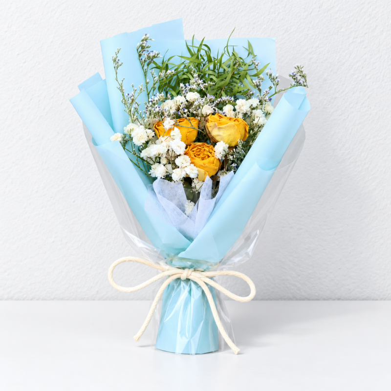CouldNook Wrapped Mini Flower Bouquet - Layered Gift Presentation