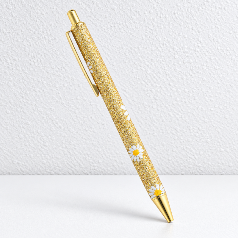 CouldNook Motif Ballpoint Pen - Glittered Hearts, Daisies and Lips