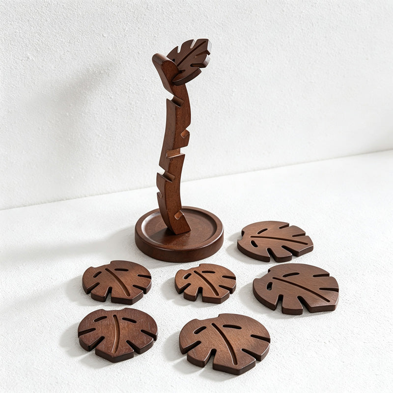 CouldNook Wooden Tree Trivet Set - Seven Leaf Pieces