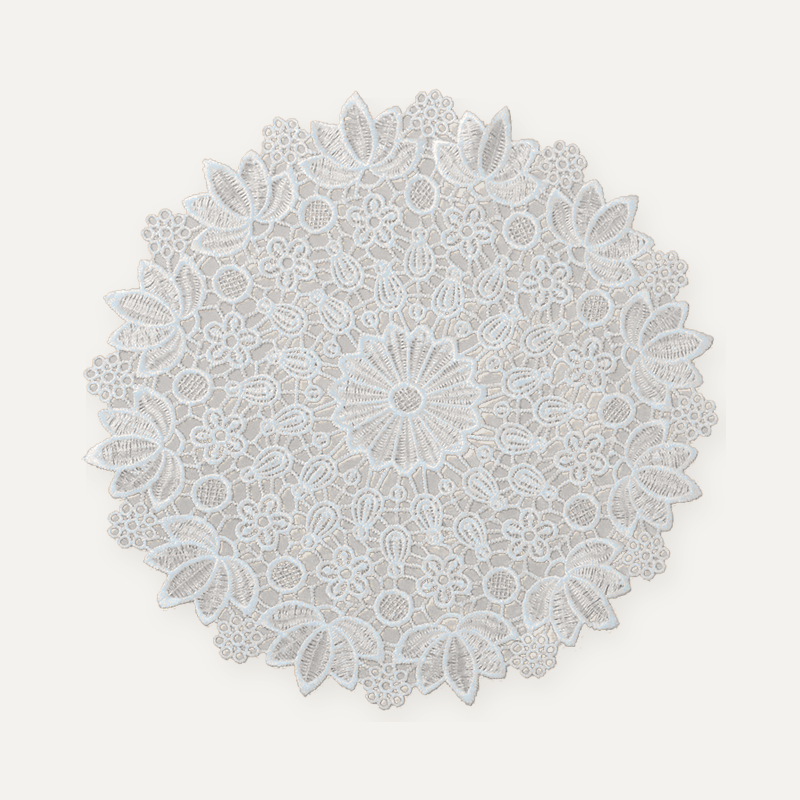 CouldNook Round Embroidered Lace Placemat - Floral Design Size Range