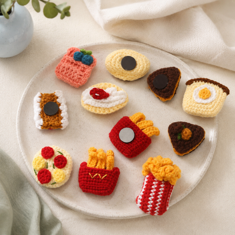 CouldNook Yarn Food Refrigerator Magnet - Assorted Snack Shapes