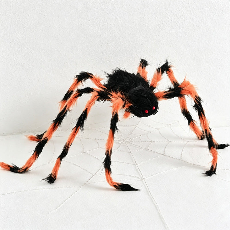 CouldNook Plush Fake Spider with Triangular Spider Web‑Halloween Prank Party Decoration Prop