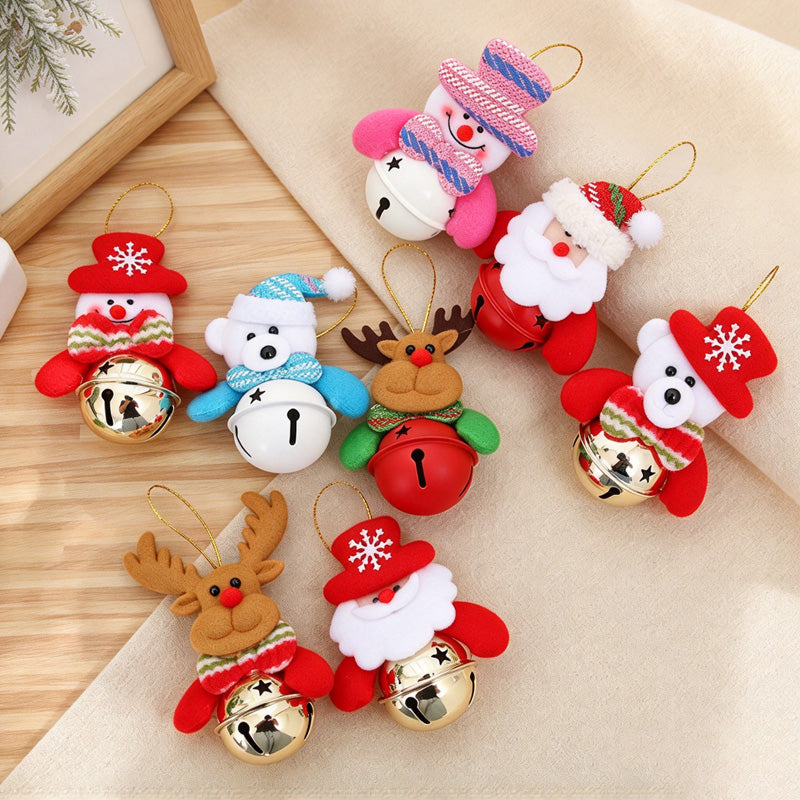 CouldNook Christmas Character Bell Ornament - Fabric Figures and Round Bells