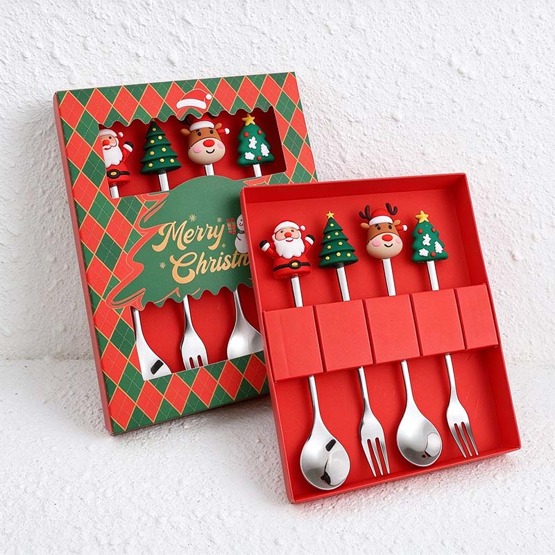 CouldNook Christmas Cutlery Set - Character Tops and Decorative Charm Designs