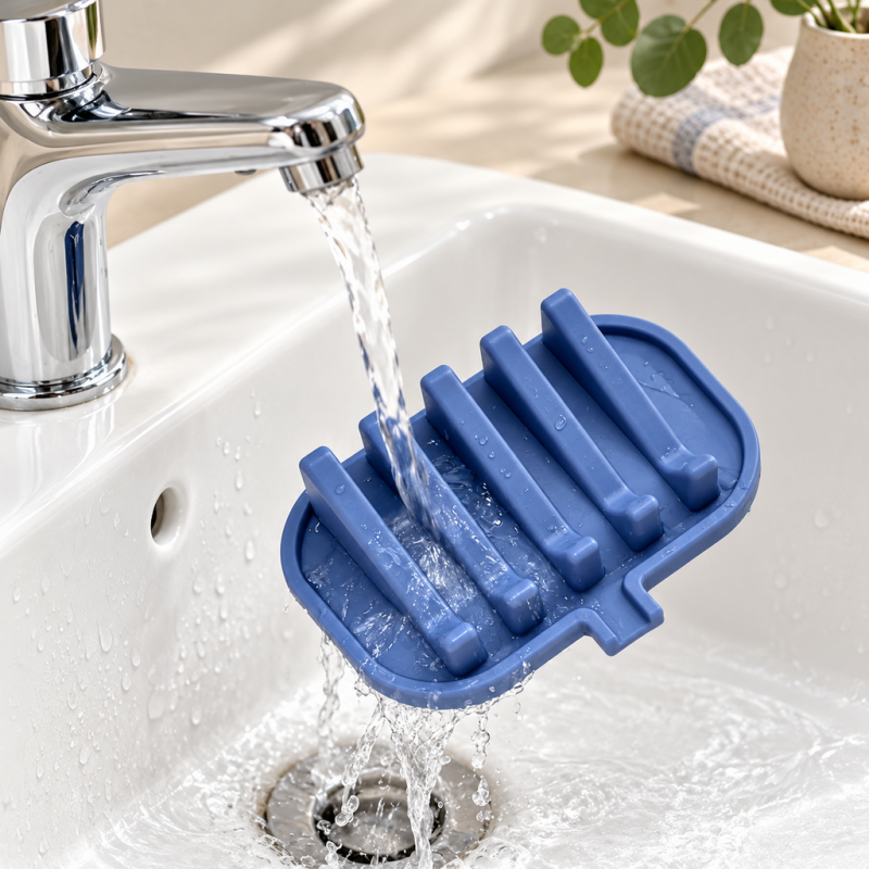 CouldNook Silicone Soap Tray - Five Sloping Ridges and Front Drainage Channel