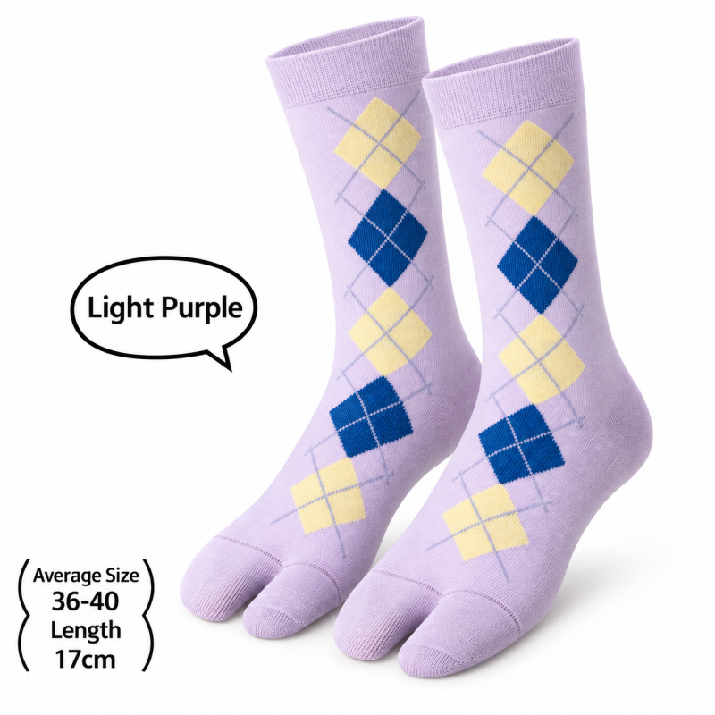 CouldNook Argyle Split-Toe Socks - Diamond Pattern
