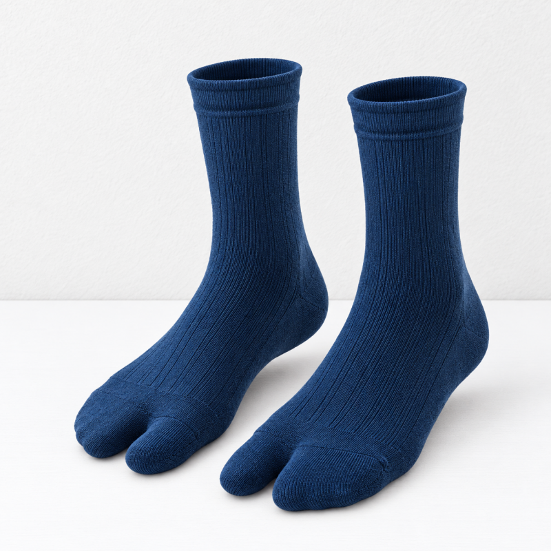 CouldNook Split-Toe Crew Socks - Double Cuff Contrast