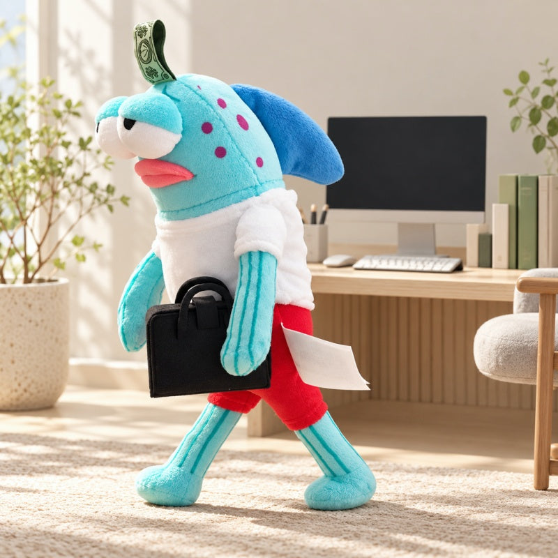 CouldNook Fish Plush Charm - Expressive Face And Bead Chain Attachment