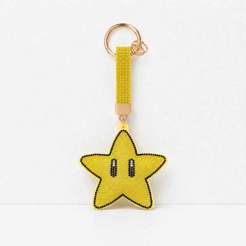 CouldNook Rhinestone Smiley Face Keychain - Star Bag Pendant
